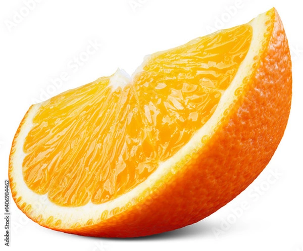 Fototapeta Orange slice isolated png. Sliced orange on transparent background. Cut orang fruit no background. Full depth of field. Transparent png.