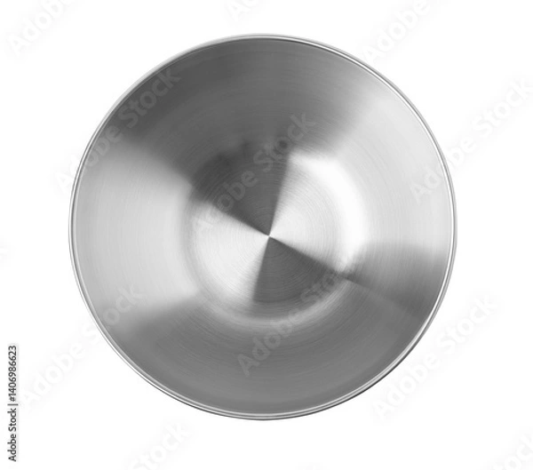 Obraz Empty stainless steel bowl isolated on white background