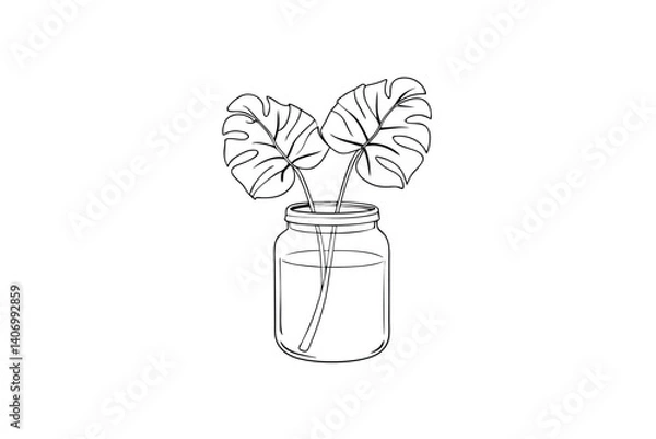 Obraz minimalist monstera on a white background