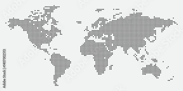 Fototapeta Dotted world map design showing continents and countries with vector digital design