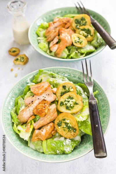 Fototapeta Salmon ceasar salad