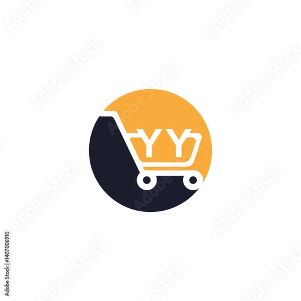 Fototapeta Shopping cart vector YY logo design.YY logo design is used for supermarket or supermall and grocery market.