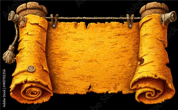 Fototapeta Ancient Scroll with Ropes