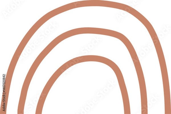 Fototapeta Hand drawn Scandinavian line art rainbow simple boho children's room wall decor