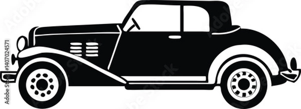 Obraz Retro car design silhouette black vector art work