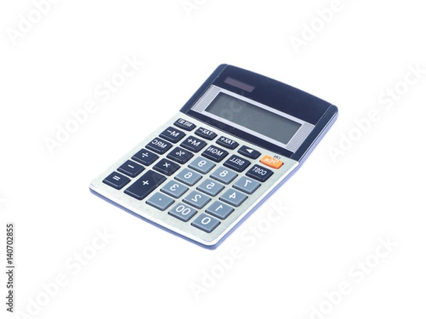 Fototapeta Gray mathematical calculator on isolated white background