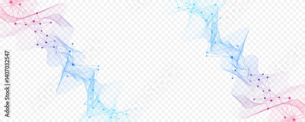 Fototapeta Abstract tech network connection dots. Digital technology and big data analysis background with plexus lines. Geometric background with abstract mesh
