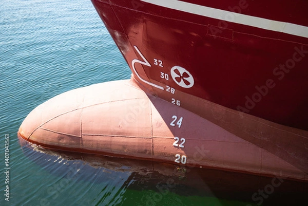 Obraz A large red ship with a propeller on the side