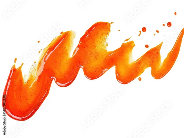 Fototapeta Barbecue sauce drizzle in a zigzag pattern on white background, isolated image for easy background removal and food branding