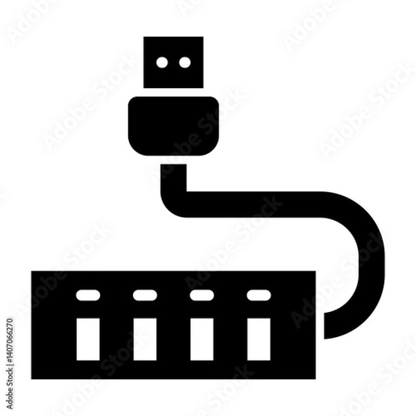 Obraz Usb Hub Vector Glyph Icon Design