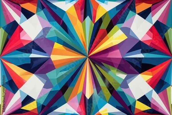 Obraz Vibrant Geometric Starburst Wallpaper Design with Colorful Patterns