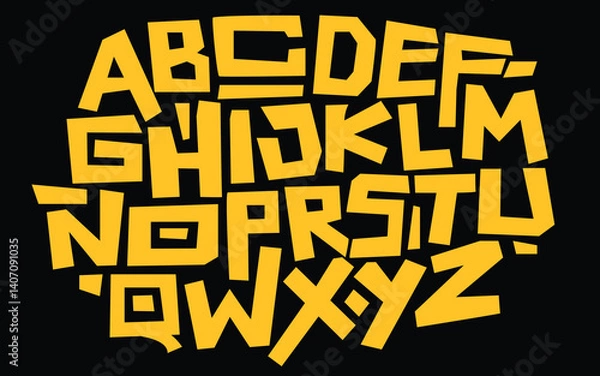 Obraz Vector hand drawn typeface in graffiti style.	