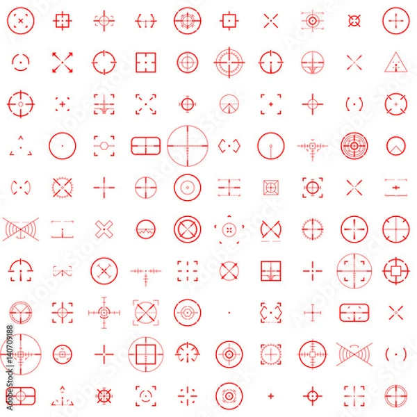 Fototapeta Round and square crosshairs for video games and applications. Vector illustrator big set