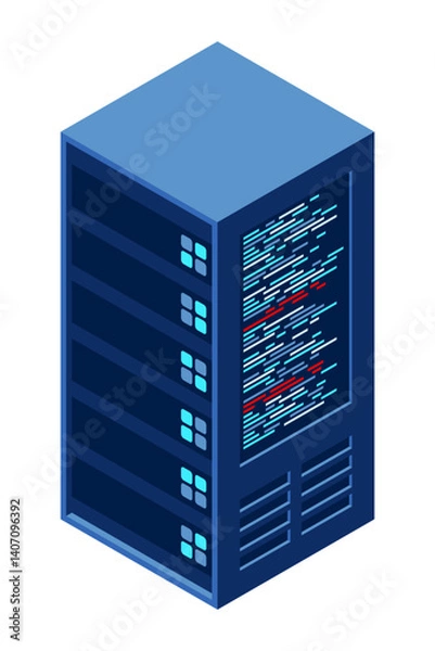 Fototapeta Isometric server equipment isolated background. Flat isometric 3d illustration cloud server. Datacenter storage. Isometric technology