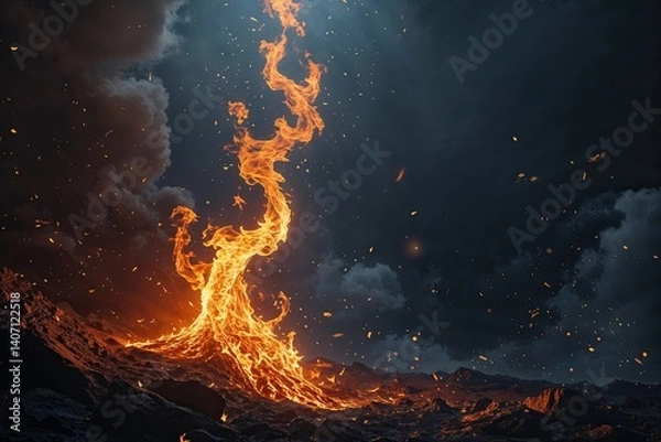 Fototapeta Fire and Shine on a Shadowy Canvas with Luminosity and Dynamic Textures