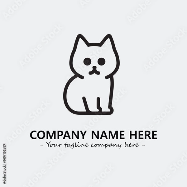 Fototapeta Cat illustration black and white for logo company vector image