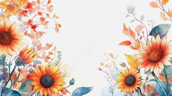 Fototapeta Elegant wedding invitation card background . Minimal hand painted watercolor botanical flowers texture template background. Design for wedding, vip cover, poster, rsvp moderncard.Valentine's Day