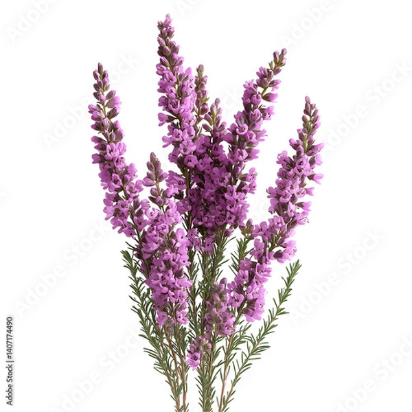 Fototapeta Beautiful blooming heather flowers floral botanical studio  isolated on transparent  background