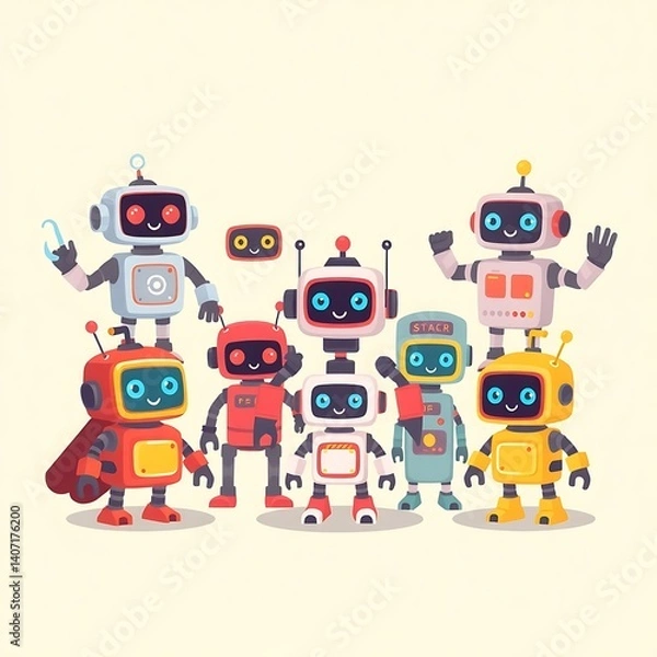 Fototapeta retro funny cartoon android