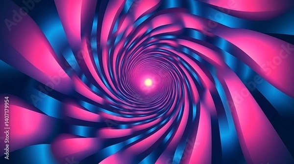 Fototapeta Hypnotic Pink and Blue Spiral Pattern, Abstract spiral pattern with pink and blue hues creating a hypnotic effect