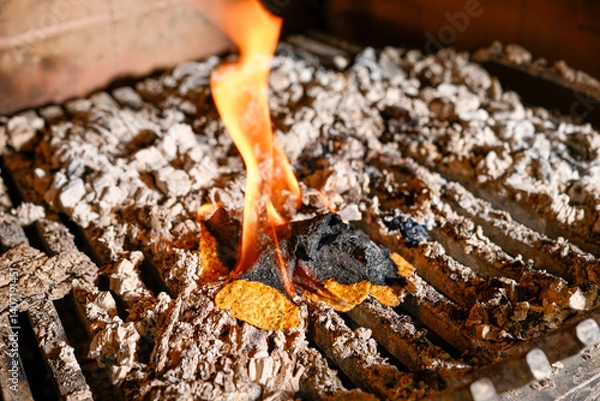 Fototapeta Lifehacks; Use snack chips as kindling to help start a fire     