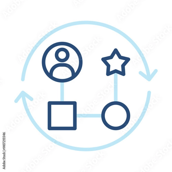 Obraz Work Flow Icon Two Color Outline Style. Vector Illustration For Graphic Design
