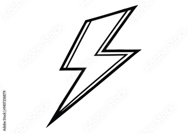 Fototapeta Thunderbolt line art silhouette vector for energy, power, and storm themes