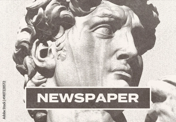 Obraz Newspaper Vintage Printer Risograph Photo Effect Paper Texture Template Mockup Overlay Style