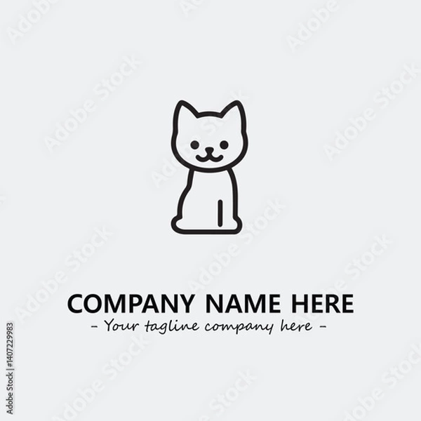 Fototapeta Cat illustration black and white for logo company vector image