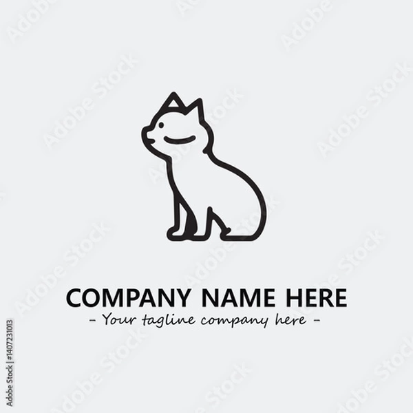 Fototapeta Cat illustration black and white for logo company vector image