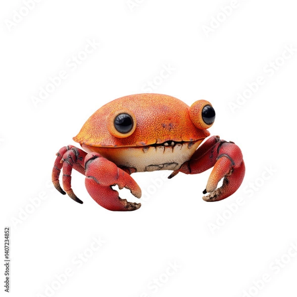 Obraz Bright orange crab showcases its distinctive features and large eyes while occupying a transparent space, highlighting its unique appeal.