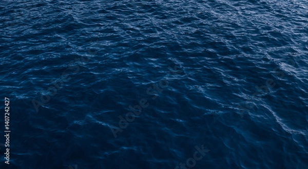 Obraz Dark ripple water surface, blue ocean texture background