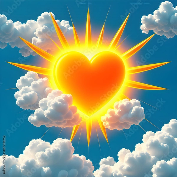 Fototapeta Clouds and hearts