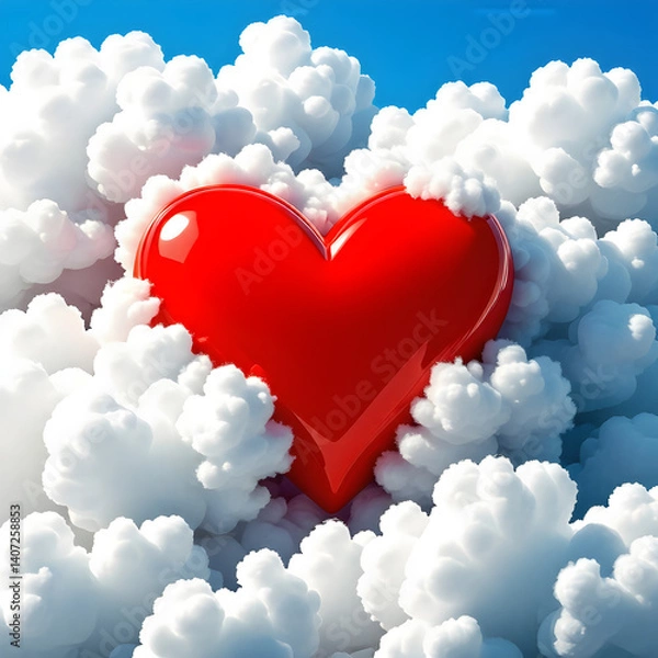 Fototapeta Clouds and hearts