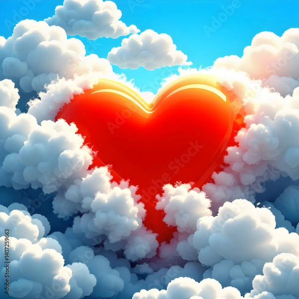 Fototapeta Clouds and hearts