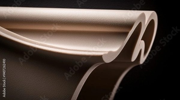 Fototapeta Close-up of a decorative architectural molding.  Beige, sculpted, flowing curves.  Intricate detail