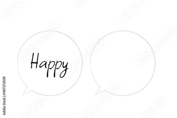 Obraz 吹き出しの中の、Happy（幸せ）の文字のベクター素材
