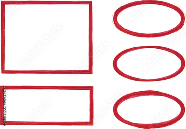 Fototapeta dark red bordo colorful brush stroke painted abstract frames set