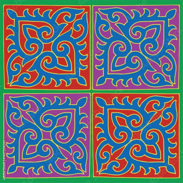 Fototapeta Kazakh nomadic tribes on background