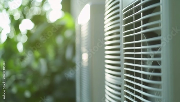 Fototapeta Air Conditioning Unit in Lush Greenery
