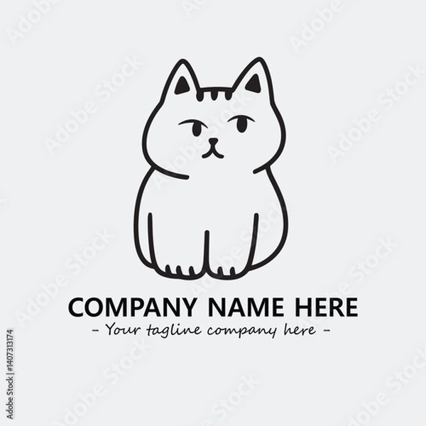Fototapeta Cat illustration black and white for logo company vector image