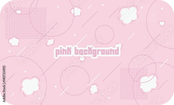 Fototapeta Pink background abstract cute  geometric  shape vector