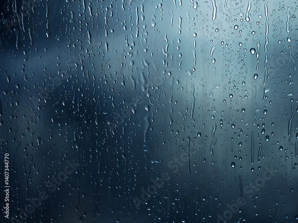 Fototapeta Rain bands forming moving patterns across sky shifting steadily with approaching front passing