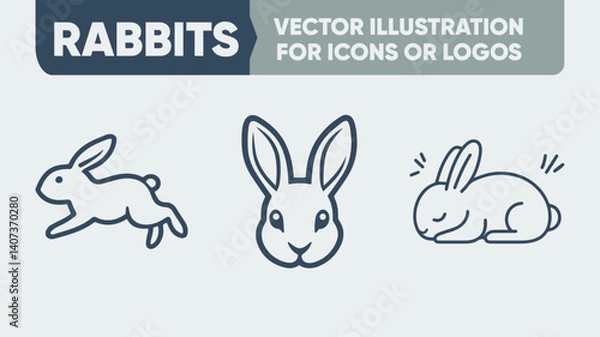 Obraz Simple Rabbit Silhouette Vector – Minimal Line Art for Logos, UI, or Packaging