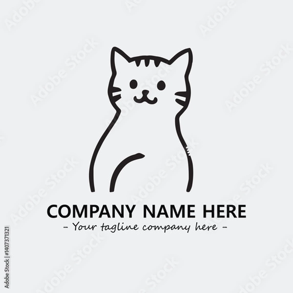 Fototapeta Cat character illustration black and white for logo company vector image
