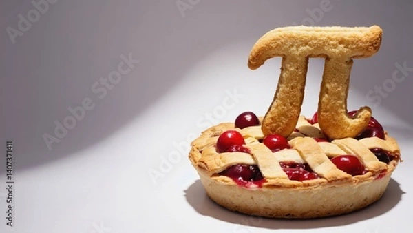 Fototapeta This is a creative pie that combines the love for mathematics and desserts. It has cherries and is topped with a pi symbol, making it both visually appealing and edible.