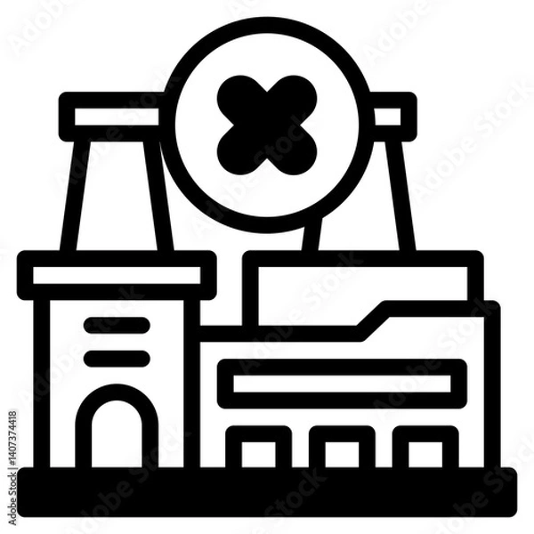 Fototapeta  factory, industry, shutdown, crisis, recession Icon, Solid style icon vector illustration, Suitable for website, mobile app, print, presentation, infographic and any other project.