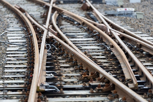 Fototapeta Railway tracks in Poland. Symbolism of the road and the passage of time.
