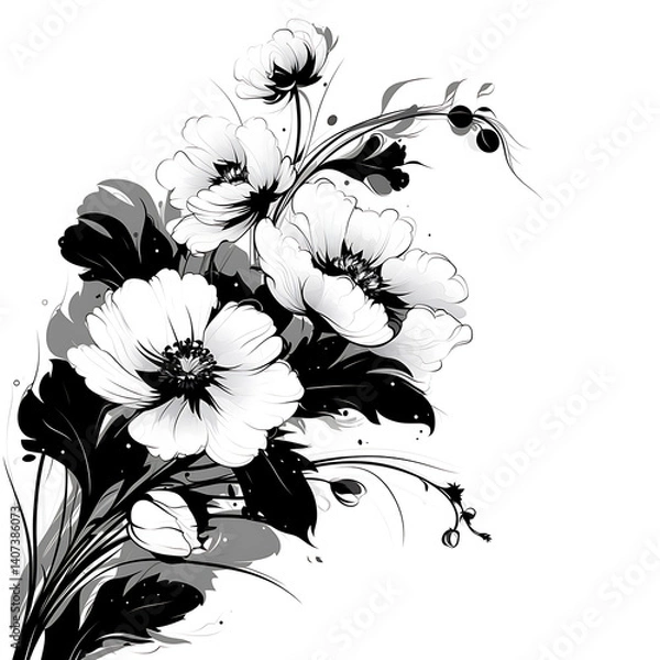 Obraz Floral flower vector Illustrations on white background