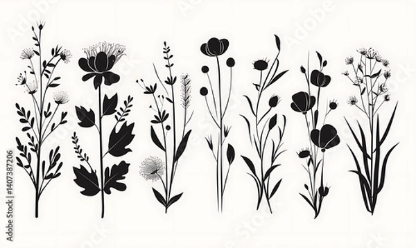 Obraz Floral flower vector Illustrations on white background